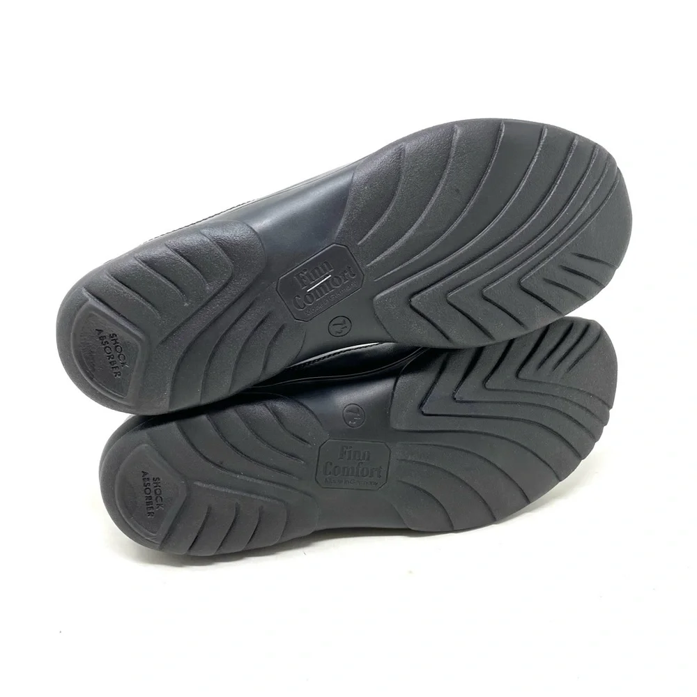 Finn Comfort Aden City-Sport Black Montana Leather Slip On Loafers
